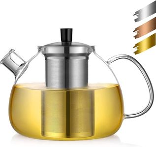 ecooe 1500ml(51oz) Glass Teapot with Removable Stainless Steel Infuser for Stovetop Safe, Glass Blooming Tea Pot for Loose Tea, Glass Tea Kettle with Strainer, Large Clear Teapot for Tea Party