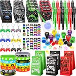 Latocos 74pcs Video Game Party Bag Fillers Video Game Party Favours Invisible Ink Spy Pen Notebook Keychain Stamper Silicone Bracelet Gift Bags Tattoo Treat Pinata Boys Kids Birthday Party Supplies