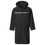 SaphiRose Men's Long Hooded Safety Rain Jacket Waterproof Emergency Raincoat Poncho Black Medium