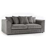 New Luxor Grey Fabric 3 Seater Sofa | Jumbo Cord Scatter Back Settee (Grey, 3 Seater)