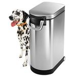 simplehuman 35 L, 40 lb / 18.1 kg XL Pet Food Storage Can, Brushed Stainless Steel