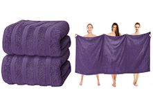 ZZZMRH Luxury 2 Pk Purple Bath Sheets Premium Quality 100% Combed Cotton 650 GSM Jumbo Bath Sheet Set Quick Dry Towels Bath Sheets Highly Absorbent 2 Purple Extra Large Bath Towels