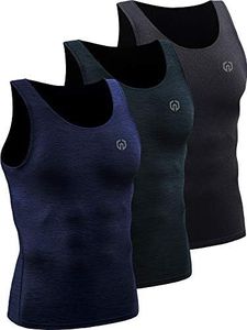 Neleus Men's 3 Pack Compression Tank Top Tight Muscle Shirts,5074,Black (Grey)/Slate Gray/Navy,US 2XL,EU 3XL