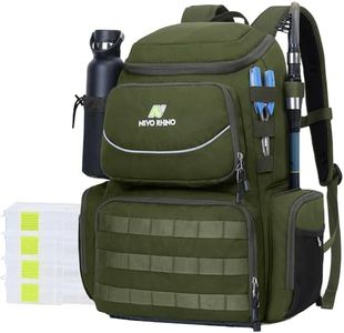 N NEVO RHINO Fishing Tackle Backpack with Rod Holders, 40L Large Fishing Bag with Waterproof Rain Cover,Outdoor Tackle Bag