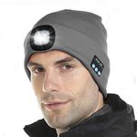 Attikee Bluetooth Hat Beanie with Headphones, Winter Knitted Music Cap with Stereo Speakers & Mic, Unisex Torch Hat for Men Women Teens Grey