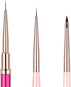 Eptbsdu Nail Art Brushes Set, 3PC Mini Nail Art Design Tiny Detailer Brushes, Nail Art Liner Long Striping Brush and 3d Brush For Flower Gel Polish Manicure Salon DIY at Home