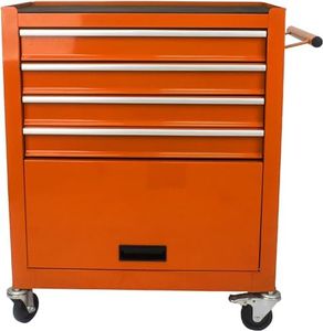 CuisinSmart Rolling Tool Cart with 4 Drawer, Tool Box with Locking System, Tool Chest with Wheels,Rolling Tool Box Organizer for Garage, Warehouse, Repair Shop Orange