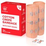 MY ARMOR Cotton Crepe Bandage for Wound, 15cm X 4mt, Pain Relief Garam Patti for Hand, Leg, Wrist, Knee, Ankle, Thigh etc. for Injury & Muscle Compression, with 4 Extra Clips, Pack of 2