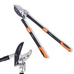 Sharpex Professional Ratchet Anvil Lopper with Compound Action, Sturdy Telescopic Handles with Extra Leverage, Garden Pruning Tree Hedge Branch Cutter Garden Lopper - Pruning Tool (Orange)