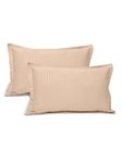 Linenwalas 100% Cotton Pillowcase, Set of 4 Pillowcover, Soft, Luxury Standard Size Pillow Covers with Envelope Closure, 210TC Breathable Hotel Quality Pillowcover (17x27 Inches/Beige)