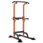 SogesHome Power Tower Pull Up Bar and Dip Station Adjustable Height Dip Stand Multi-Functional Strength Training Fitness Workout Station, Orange