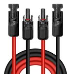 Solar Cable 4mm²/6mm², Solar Cable Extension 1/2/3/5/10M, Solar Cable Extension Cable (Red/Black) (4mm²1M)