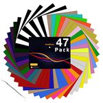 HTVRONT Heat Transfer Vinyl 47 Pack 12" x 10" Iron on Vinyl Assorted Colours HTV Vinyl with Accessories Tweezers for T-Shirts & Fabrics(33 Colours)