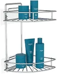 GeekDigg 2 Pack Corner Shower Caddy, Adhesive Shower Shelves, Wall Mounted Stainless Steel Shower Shelf for Inside Shower, Bathroom, Toilet, Kitchen and Dorm- No Drill Install, Silver