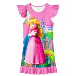 TICODY Princess Peach Nightgowns Girls Pajamas Girls Nightdress Nightie for Girls 3-12Y