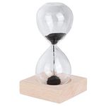 Hourglass Sand Timer, Hourglass Ornament Desktop Magnetic Glass Sand Hourglass with Base for Home Decoration Ornament Gift, 5.5x3x3 in, Black