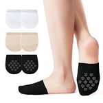 Digitek Toe Topper Socks - Toe Half Socks Women Non-Slip Toe Covers Socks Invisible Toe Topper Liner Socks Seamless No Show Toe Socks for Ladies (Black+White+Beige)