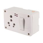 CONA Gold-2251 3 in 1 Junction Box with Indicator Combined 6/16A - White|Heavy Duty Electric 3 in 1 J. Box Socket with Indicator