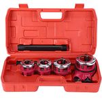 Pipe Thread Set, Industrial Super Cut Premium Quality - 4 Piece Thread Die Set, Manual Installation Kit for Plumbers Pipes 1/2 Inch 3/4 Inch 1 Inch 1 1/4 Inch Threading Tool