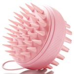 Fancii Hair Scalp Massager, Shampoo Brush for Wet & Dry Hair, Scalp Scrubber Exfoliator for Dandruff Removal & Hair Growth. Shower Head Brush for All Hair Types, Silicone Bristles, Charlotte (Pink)