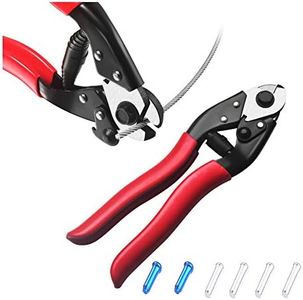 Stainless Steel Bicycle Cable Cutter,Wire Rope Cable Cutter Up to 4mm Aircraft Steel Cable Cutter with 6 Bike Brake Cable Cap End Tips