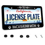 Dachshund Mom License Plate Frame Dog Mom Animal for Car Decorative Parts Stainless Steel Rustproof License Plate Cover for Standard Us Canada License Plate Holder 12x6 Inch