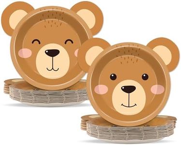 50 Count Bear Paper Plates Bear Shaped Disposable Plates Bear Baby Shower Party Plates Brown Bear Theme Party Dinnerware Teddy Plates for Gender Reveal Boy Girl Baby Shower Birthday Party Favors