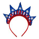 Lux Accessories Blue Sequins Silvertone Stars Red White Stripes Tinsel Foil Fashion Headband