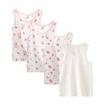 Letoileite 2-10 Years Girls Dance Tank Tops Cotton Sleeveless Tank Toddler Girls Breathable Soft Undershirt （ 4 Pack）