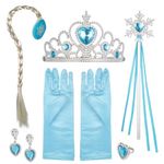 Lictin Princess Dress up Accessories- Elsa Cosplay Princess Dress-up Set for Girl Party, Elsa Costume Accessories