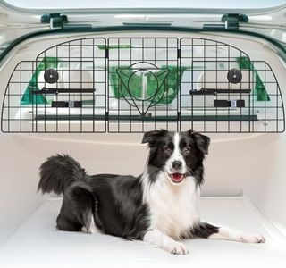 LOOBANI Dog Car Barrier for SUVs, Cars, Vehicles and Trucks Cargo Area, Universal Fit Adjustable Heavy-Duty Pet Divider Gate with Metal Mesh for Safety Driving Travel Accessories