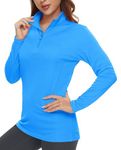 TACVASEN Women's Rash Vest Longsleeve Breathable T-Shirts Lightweight Soft Activewear UPF 50+ UV Protection Tops (M, Azure)