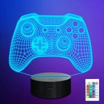 3D Gamepad Illusion Lamp, Okayera LED Hologram Game Night Light with Remote Control 16 Color-Changing Timer, Creative Gift on Chrismas Day Birthday for Friend Teenage Boy Men