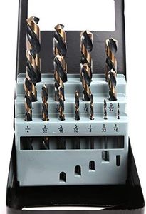 Left Hand Drill Bit Set, 15 Piece | M2 HSS with Titanium Nitride Coating | SAE (1/16" - 1/2")