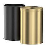 LEASYLIFE Stainless Steel Trash can,Bathroom Trash can with lid，Small Trash Can with Flipping Lid, 9 L,Garbage cans for Living Room. Metallic Gold (Double)