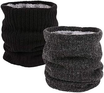 Neck Warmer Gaiter Tube Polar Fleece Ski Winter Face Cover Mask Cold Weather Face Scarf(2 Pack Black+Darkgrey)