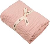 Muslin Blankets, Baby Toddler Quilt, 4 Layers, 100% Cotton Stroller Blanket, Hypoallergenic, Super-Soft, Breathable and Lightweight Swaddle, Nursery & Crib Blanket,Large (120 X 90 cm)