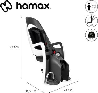 Hamax Caress Kids Bike Seat with Carrier Adapter – White/Black