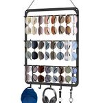 3 Tier Sunglasses Organizer Storage Wall Mounted, GLEDICH Upgraded Hanging Glasses Holder for Wall and Door with 5 Hooks, Metal Eyeglasses Rack Multiple Eyewear Display Hanger - Holds Up to 29 Glasses