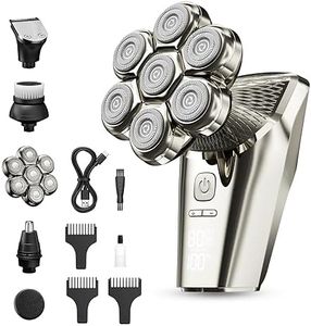 Oraimo Head Shavers for Bald Men, Anti-Pinch Electric Razor for Men, 5-in-1 Mens Grooming Kit with Nose Hair Trimmer, Beard Trimmer for Men, Waterproof Wet/Dry Rechargeable Electric Shavers
