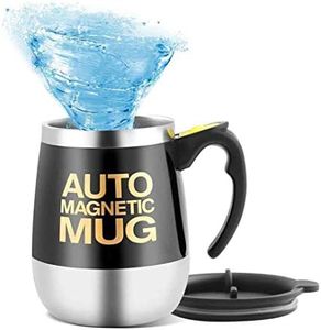 Mengshen Tasse magnétique automatique/Travel Mug AUTO MAGNETIC Self Stirring Coffee Cup for Femme Coffee/Tea/Hot Chocolate/Cocoa Protein 400ml, A006M Black