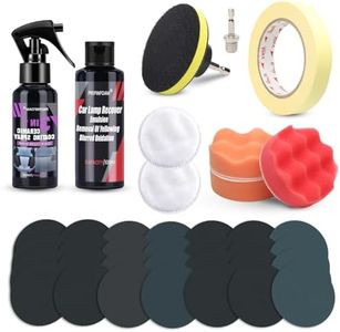 Headlight Restoration Kit 38 Pieces, Universal Car Headlight Repair & Polishing Kit, with UV protection, Polishing Paste, Adapter, Sanding Discs in 7 Grit Sizes