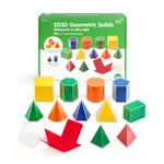 edxeducation 2D3D Geometric Solids - Set of 24 - 12 Shapes, 12 Folding Nets and Activity Guide - Classroom Maths Manipulative and Geometry for Kids