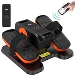 ESL Under Desk Elliptical - Portable Leg Exerciser with Pedal Strap for Seniors, Compact Seated Elliptical with Remote Control, LCD Display Electric Elliptical (New Orange Style with 2 Pedal Straps)