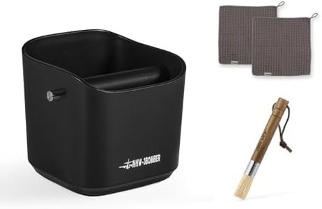 MHW-3BOMBER Espresso Knock Box, 1.2L(15 Cups) Coffee Knock Box with Clean Set and Removable Knock Bar for Espresso Puck, Coffee Ground, Durable Espresso Accessories, GB5967B#B5335#CT5300G