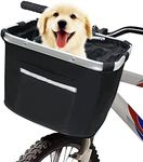 URBEST Bike Basket Pets Cat Dog Folding Carrier,Removable Bicycle Handlebar Front Basket, Quick Release and Easy to Install,Detachable Cycling Bag (Black Upgrade)