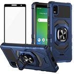 Ailiber for TCL ION Z Phone Case, Cricket TCL IONZ Case with Screen Protector, Ring Kickstand for Magnetic Car Mount, Military Grade, Heavy Duty Shockproof Protective Phone Cover for TCL ION Z-Blue