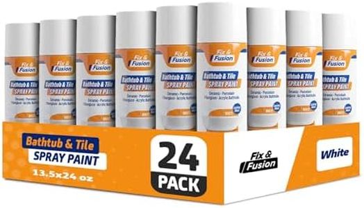 Fix & Fusion Bathtub & Tile Spray Paint, Multi-Surface Coating for Bathroom & Kitchen, High Adhesion, Water-Resistant, for Porcelain, Ceramic, Fiberglass, Countertops & More, White 13.5 oz (Pack of 24)