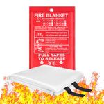 Flintronic Fire Blanket, 1.6m X 1.8m Emergency Fire Blanket for Kitchen, Quick Unfolding, Fibreglass fire Blankets with Loops, Flame Retardant fire-blanket for Home, Office, Caravan, School