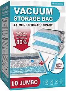 Vacuum Storage Bags, 10 Jumbo Space Saver Bags Vacuum Seal Bags with Pump, Space Bags, Vacuum Sealer Bags for Clothes, Comforters, Blankets, Bedding